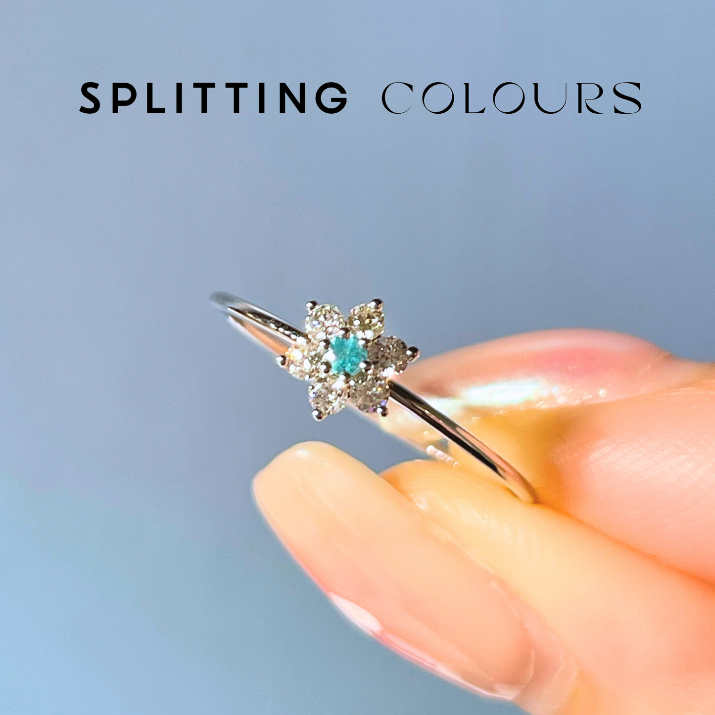 The Petite Ring - Brazilian Paraiba 'Forget-Me-Nots' with Diamonds