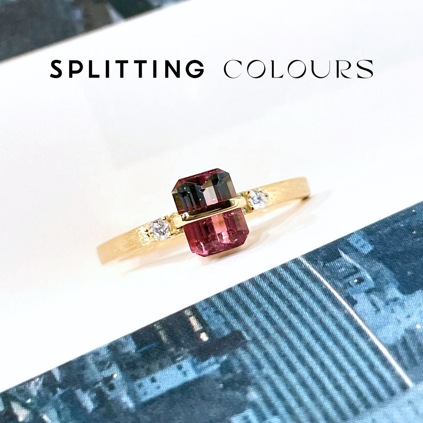 The Traverse Ring - 0.84ct Berry Pink & Grey Chateau Tourmaline with Diamonds