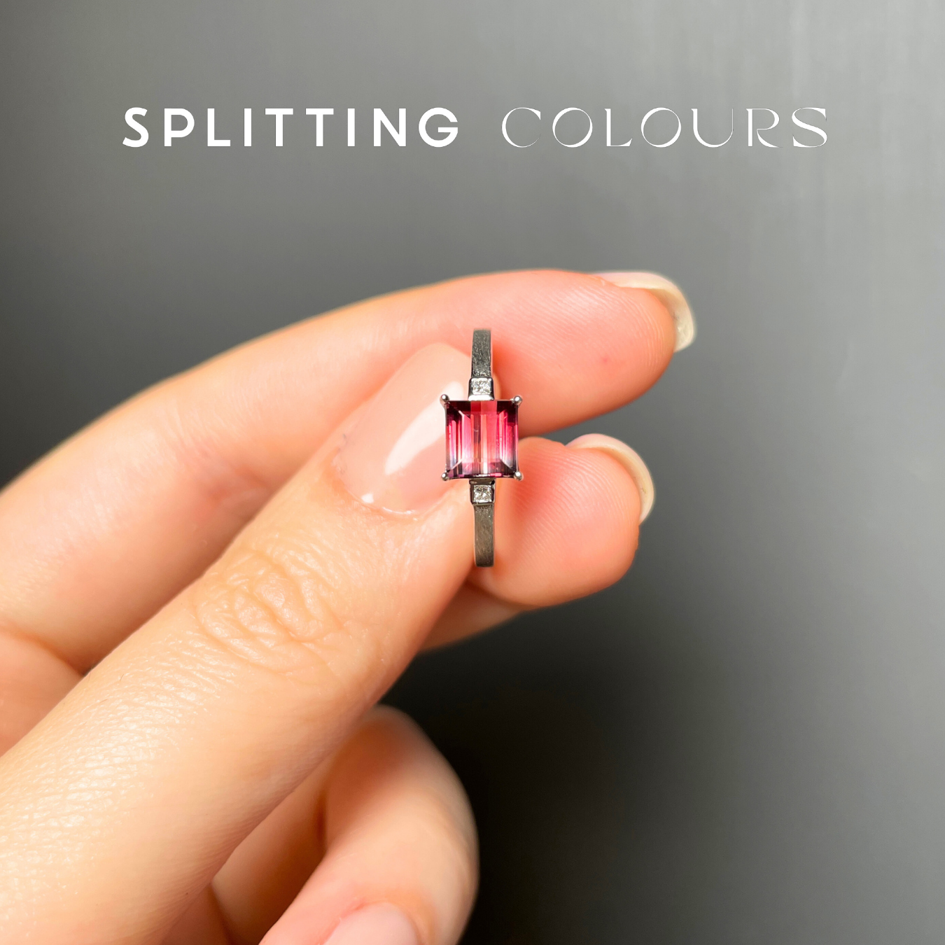 The Classic Ring - 1.00ct Warm Pink Gradient Tourmaline with Diamonds