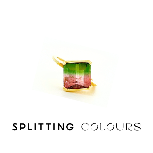 The Flat Corner Ring - 4.28ct Watermelon Tourmaline