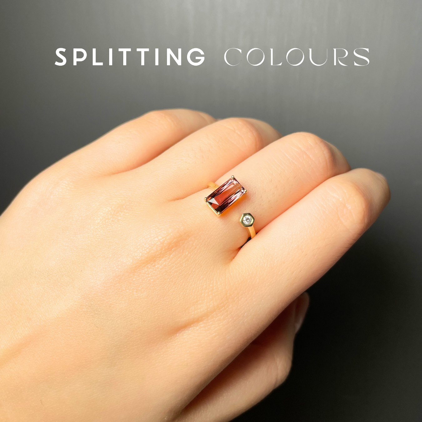The Satellite Ring – 2.10ct Merlot Red Gradient Tourmaline