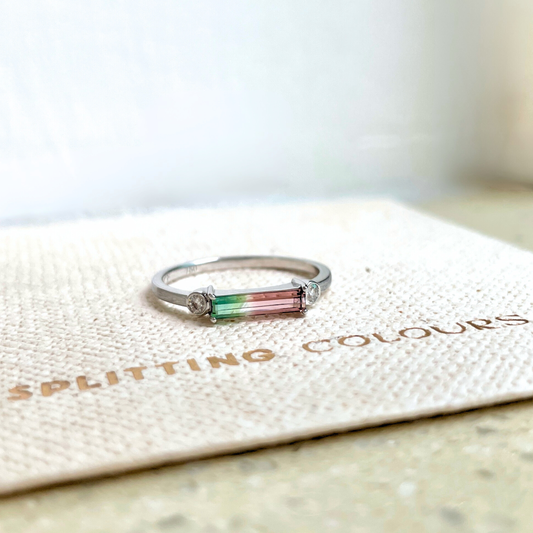 The Classic Ring - 0.35ct Watermelon Tourmaline With Diamonds