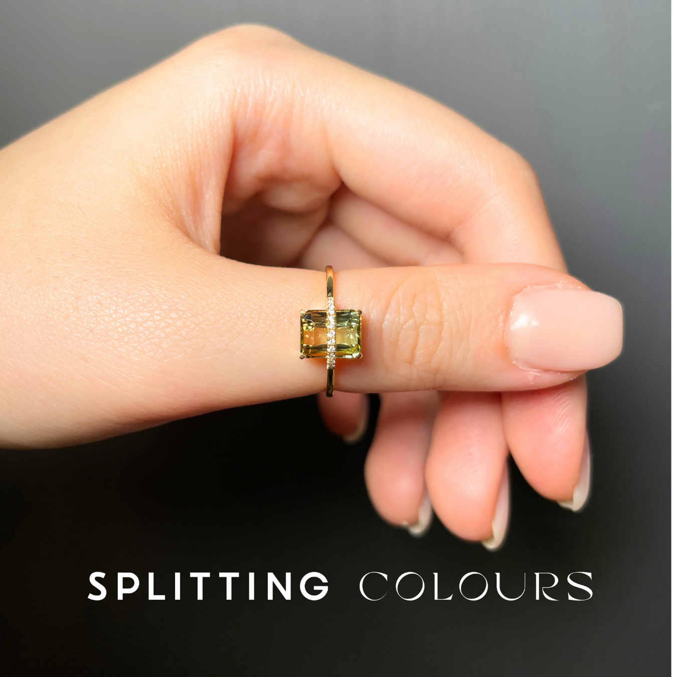 The Traverse Ring - 2.05ct Lemon & Lime Tourmaline with Diamonds