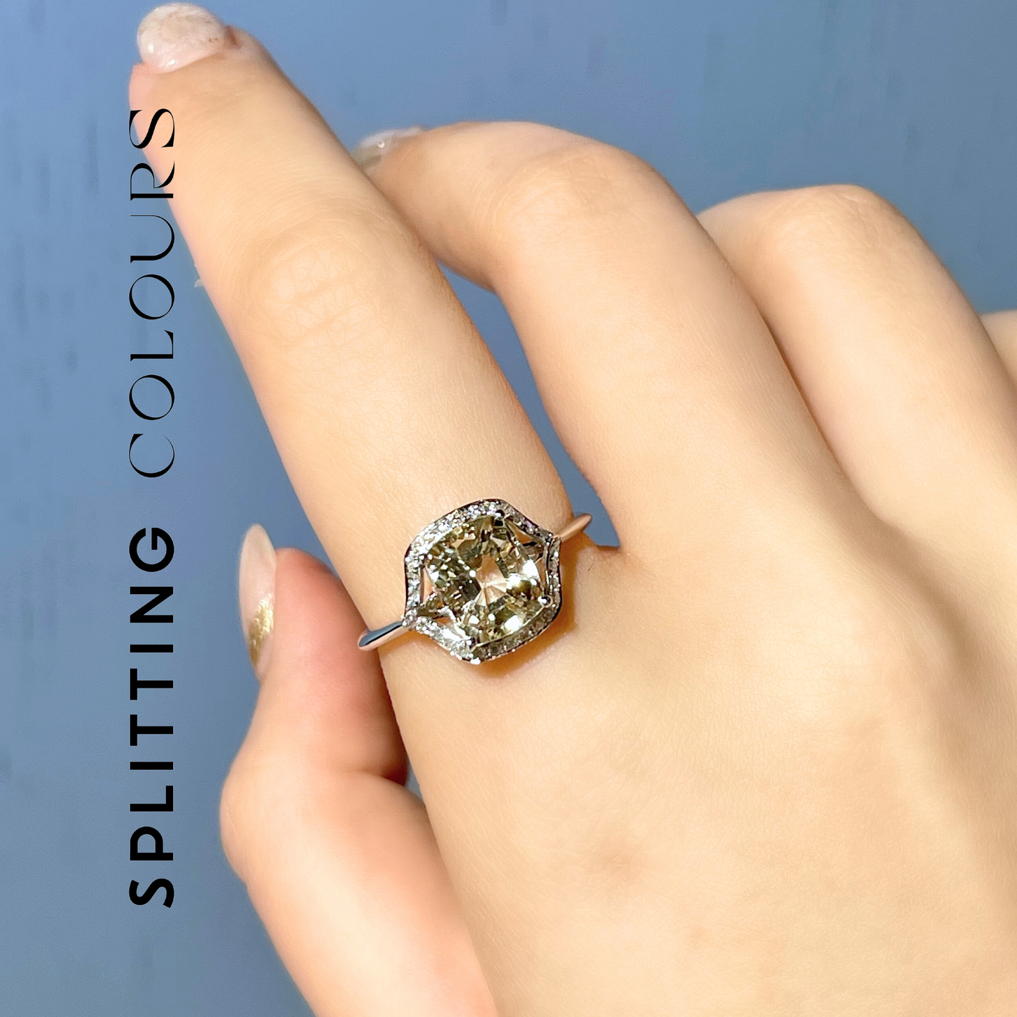 The Mono Ring - 2.95ct Light Yellow Tourmaline With Diamonds