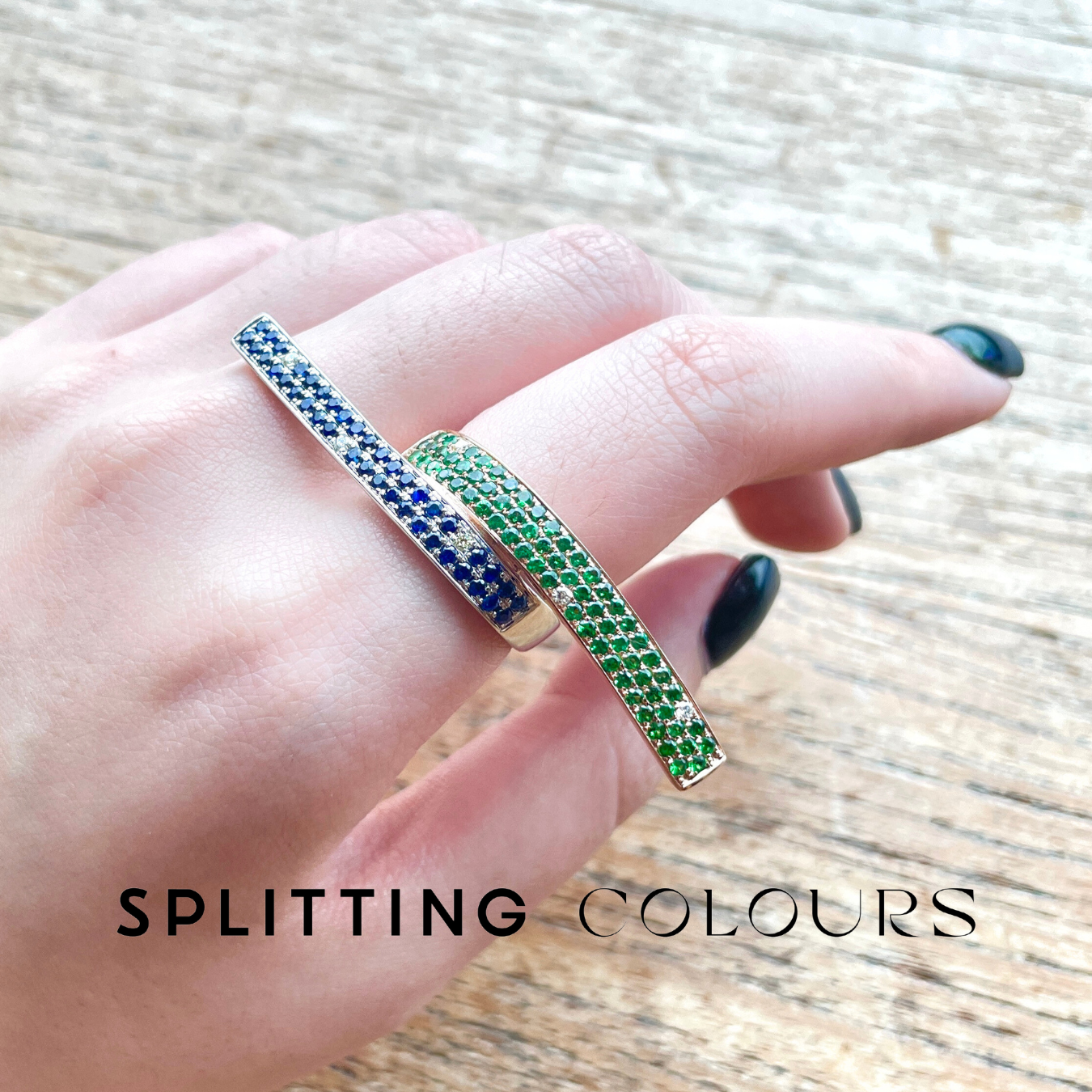 Beyond Tourmalines - Tsavorite & Sapphire Ribbon Ring