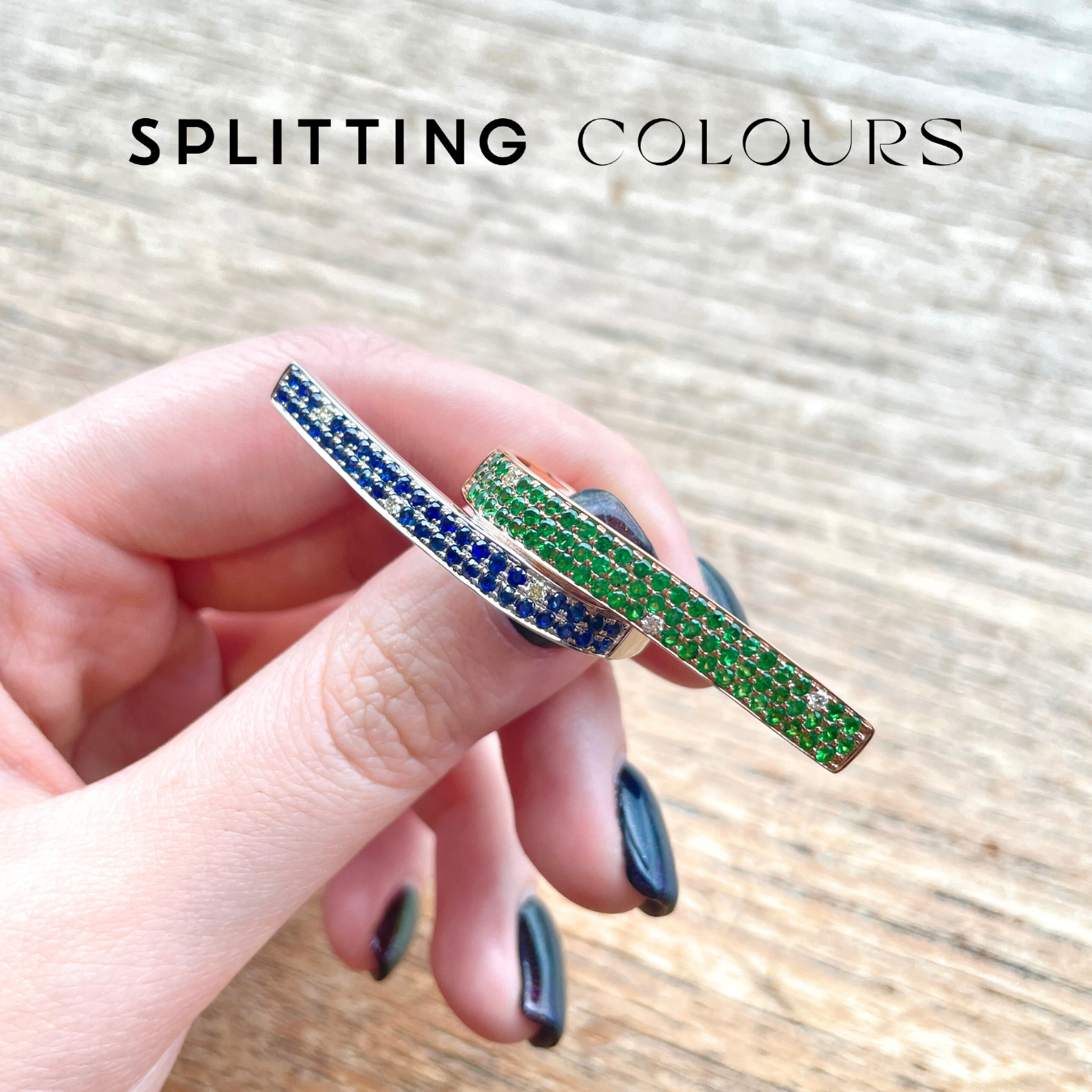 Beyond Tourmalines - Tsavorite & Sapphire Ribbon Ring
