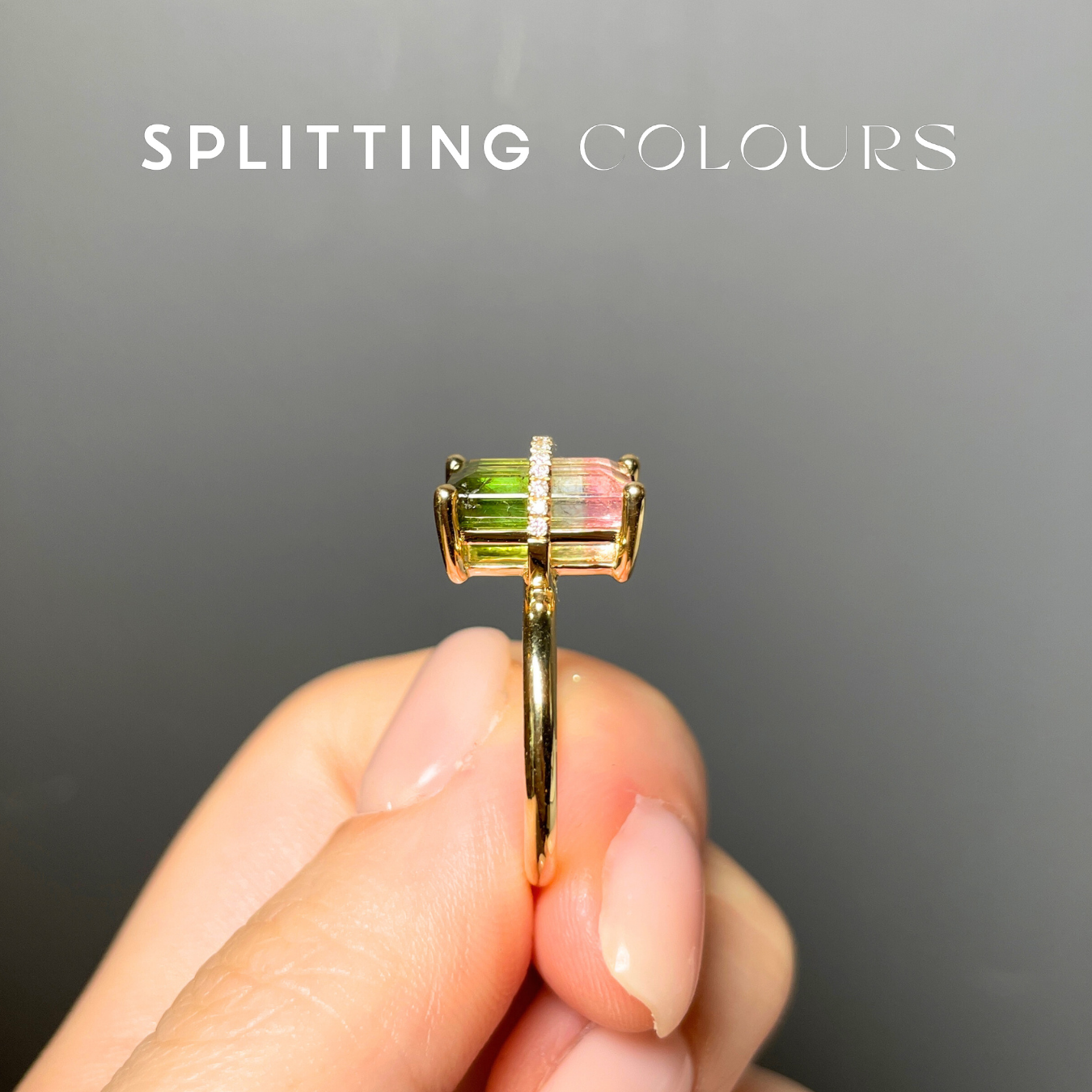 The Traverse Ring - 3.46ct Watermelon Tourmaline with Diamonds
