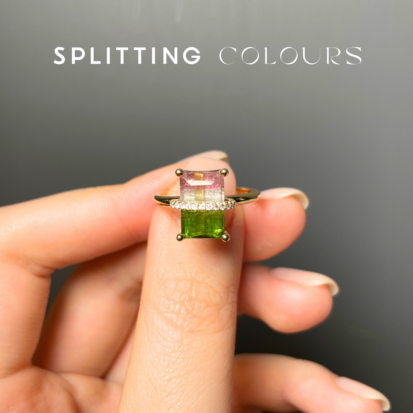The Traverse Ring - 3.46ct Watermelon Tourmaline with Diamonds
