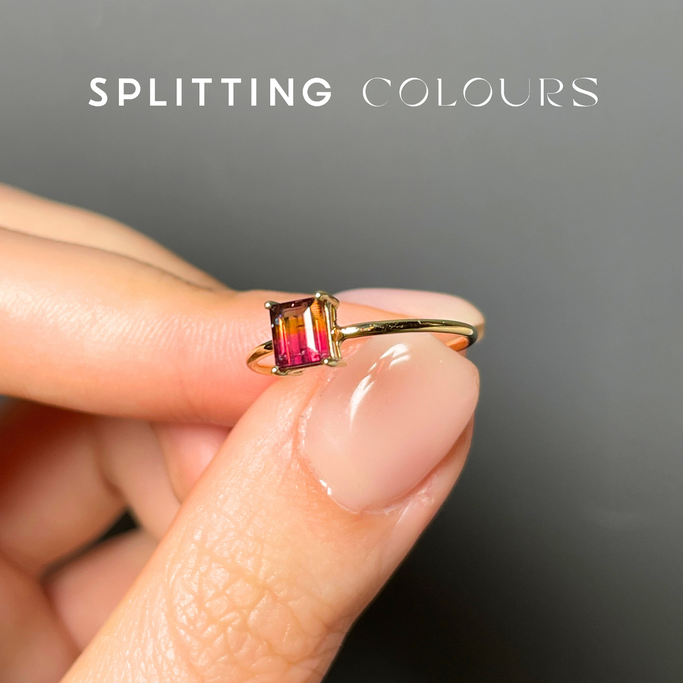 The Petite Ring - 0.60ct Strawberry Pink and Dark Orange Tourmaline