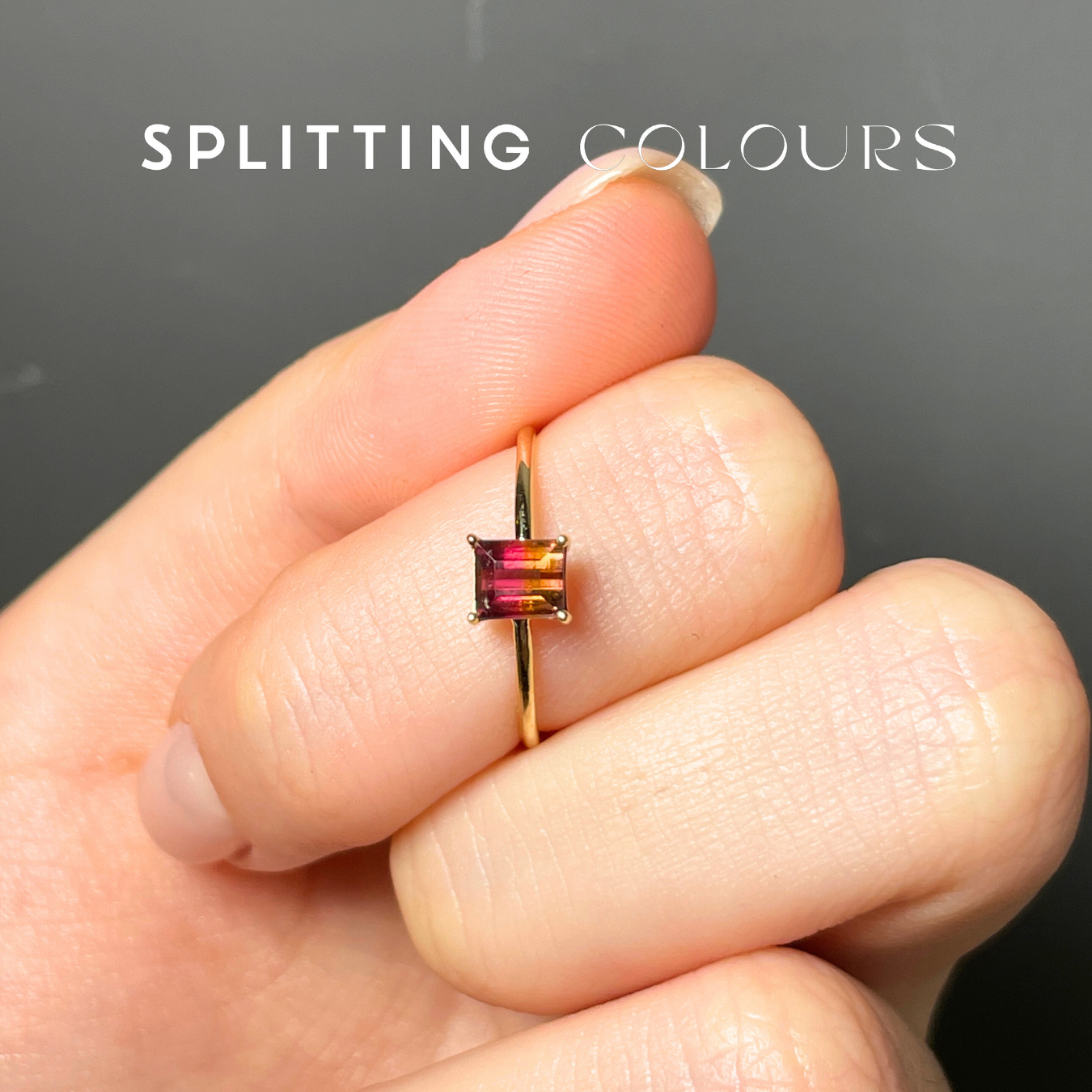 The Petite Ring - 0.60ct Strawberry Pink and Dark Orange Tourmaline