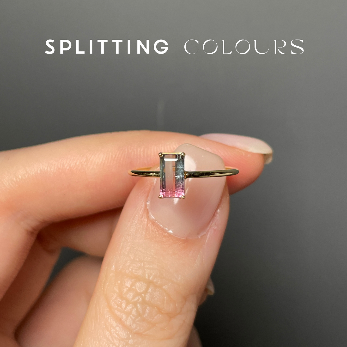 The Petite Ring - 0.62ct Misty Blue and Soft Pink Tourmaline