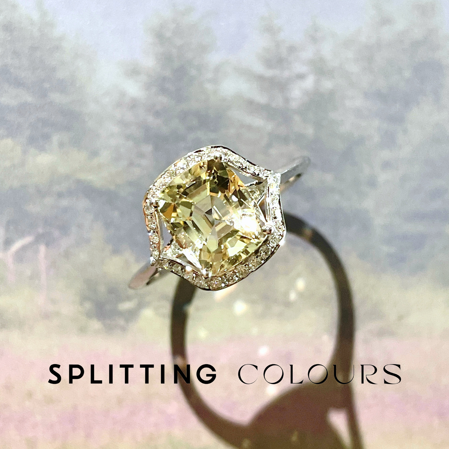 The Mono Ring - 2.95ct Light Yellow Tourmaline With Diamonds