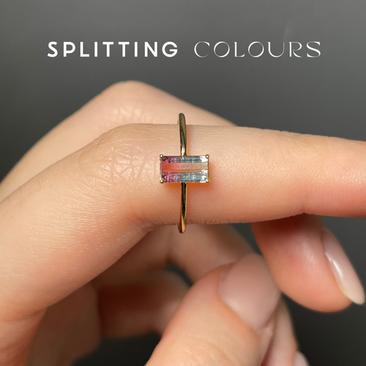 The Petite Ring - 0.62ct Misty Blue and Soft Pink Tourmaline
