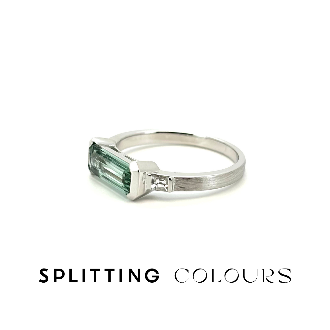 The Classic Ring - 1.07ct Light Mint Green Tourmaline with Diamonds