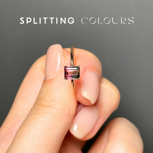The Petite Ring - 0.78ct Light Carmine Pink & Star Dust Grey Tourmaline