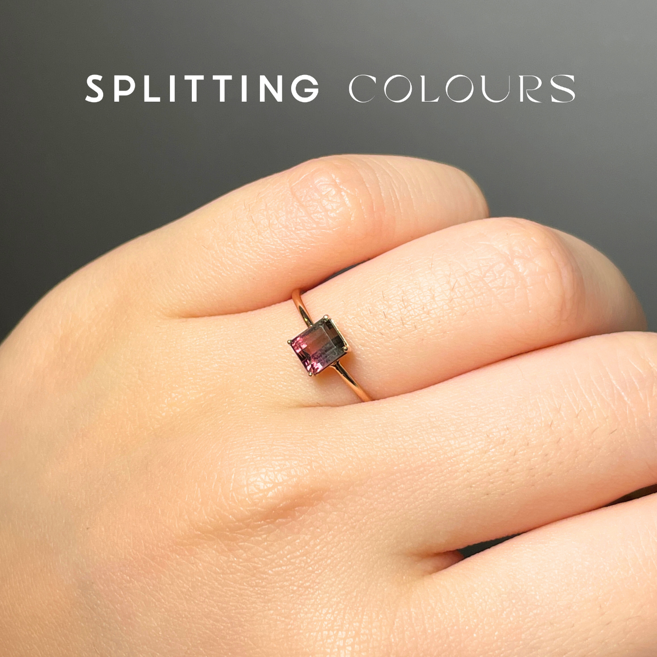 The Petite Ring - 0.78ct Light Carmine Pink & Star Dust Grey Tourmaline