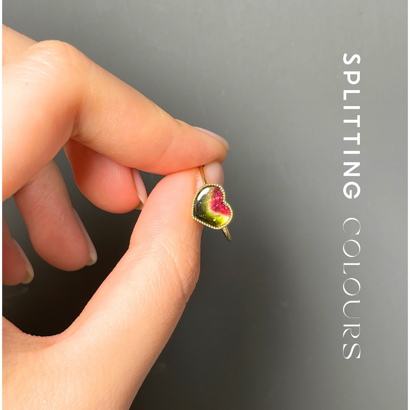 The Slice Ring - 1.65ct Watermelon Heart-Shape Slice Tourmaline