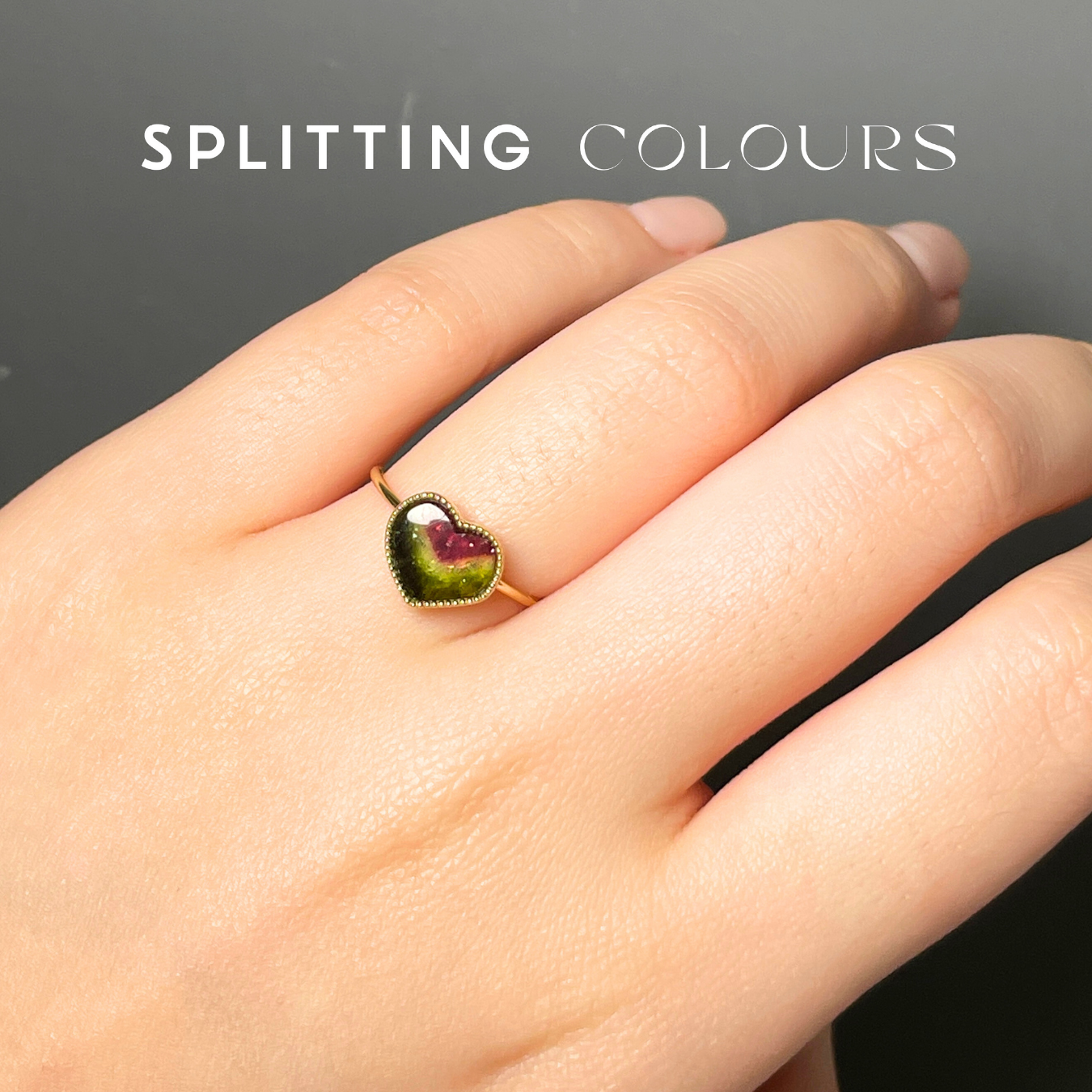 The Slice Ring - 1.65ct Watermelon Heart-Shape Slice Tourmaline