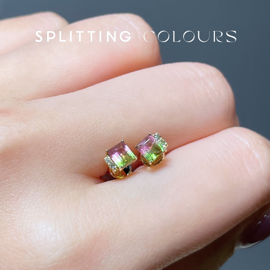 The Fusion Earrings - 0.66ct Watermelon Tourmaline With Diamonds