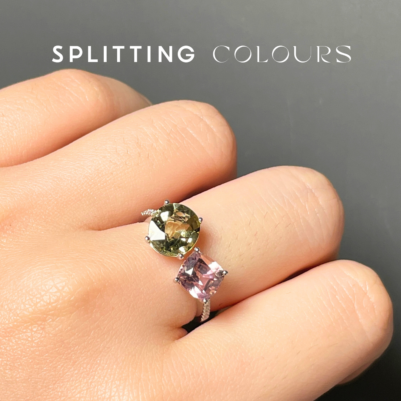 The Satellite Ring – 3.61ct Light Yellow & Pastel Pink Tourmalines with Diamonds