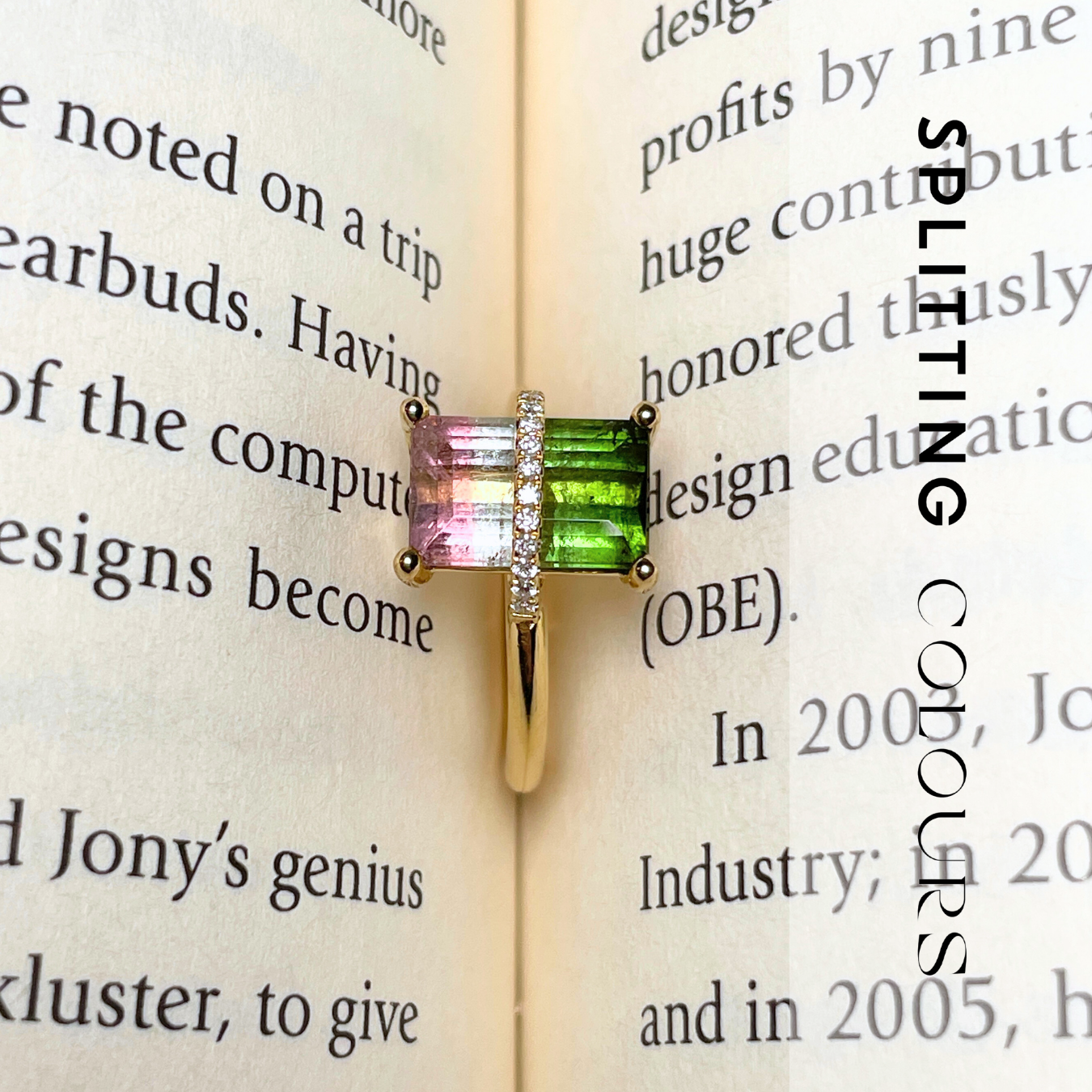 The Traverse Ring - 3.46ct Watermelon Tourmaline with Diamonds