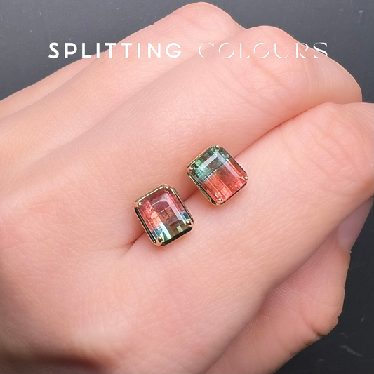 The Fusion Earrings - 2.74ct Watermelon Tourmaline