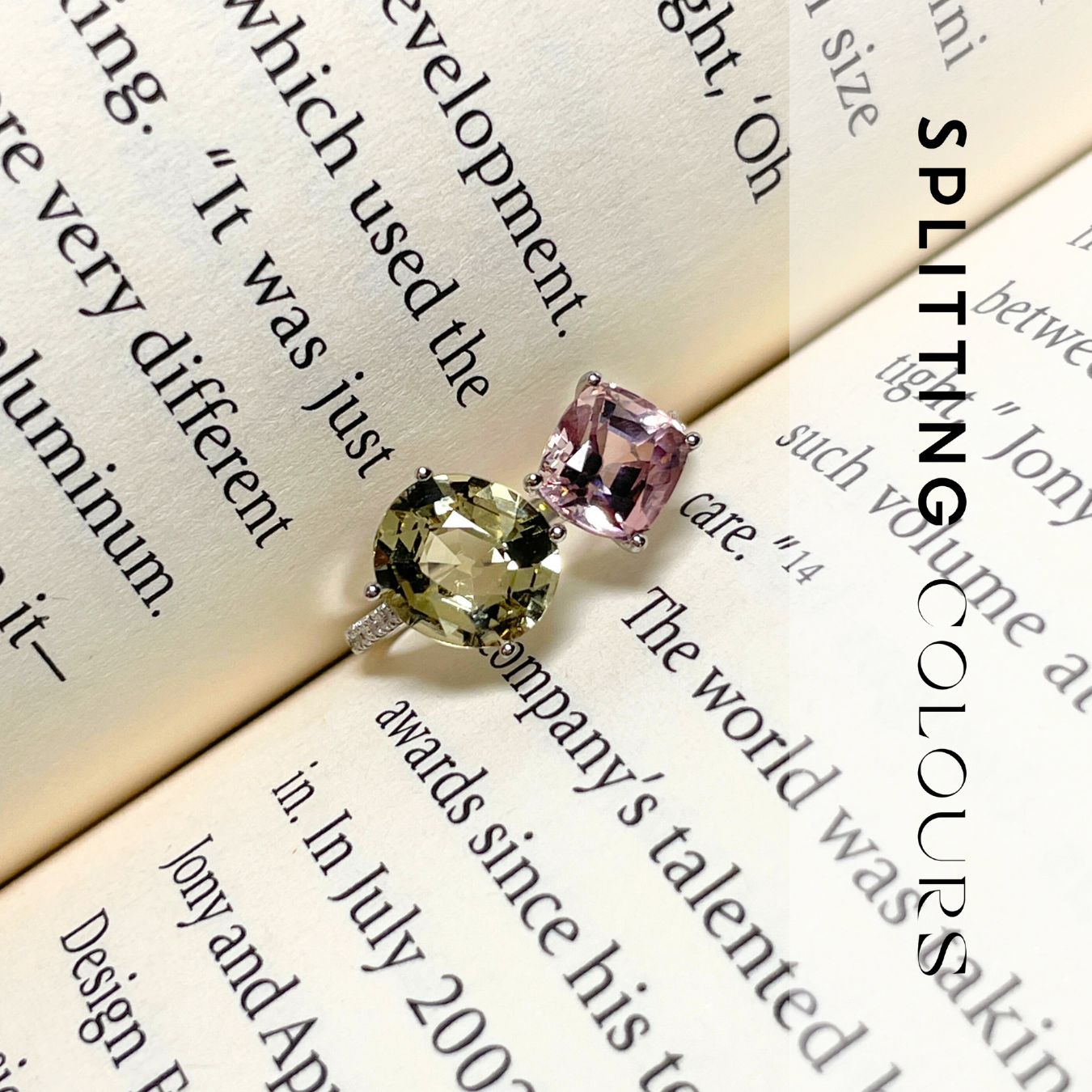 The Satellite Ring – 3.61ct Light Yellow & Pastel Pink Tourmalines with Diamonds