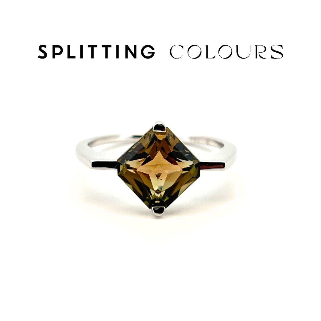 The Flat Corner Ring – 2.58ct Green & Brown Tourmaline