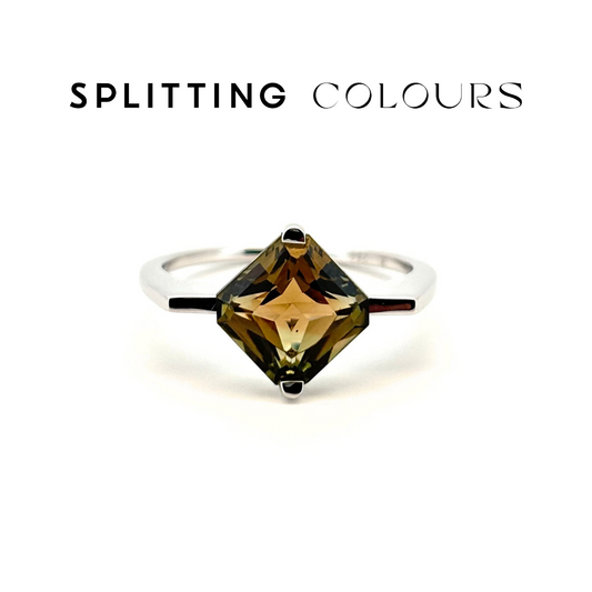 The Flat Corner Ring – 2.58ct Green & Brown Tourmaline