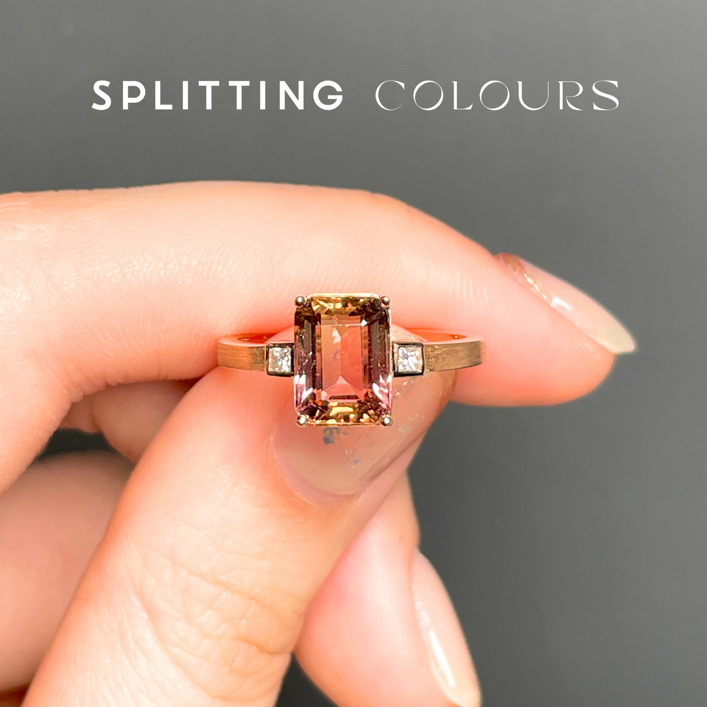 The Classic Ring - 2.15ct Warm Pink and Orange Tourmaline with Diamonds