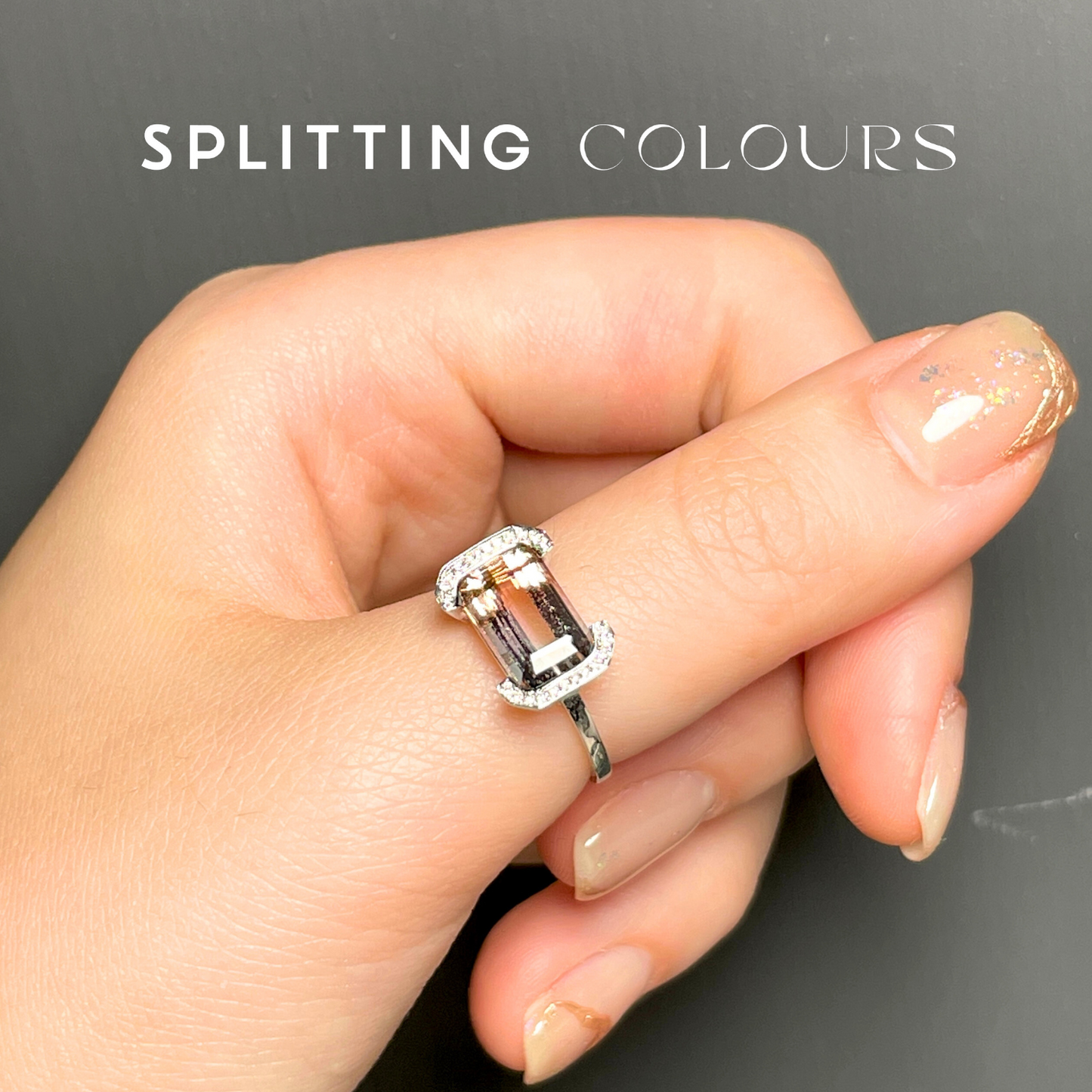 The Bracket Ring - 2.97ct Gradient Misty Rose Tourmaline