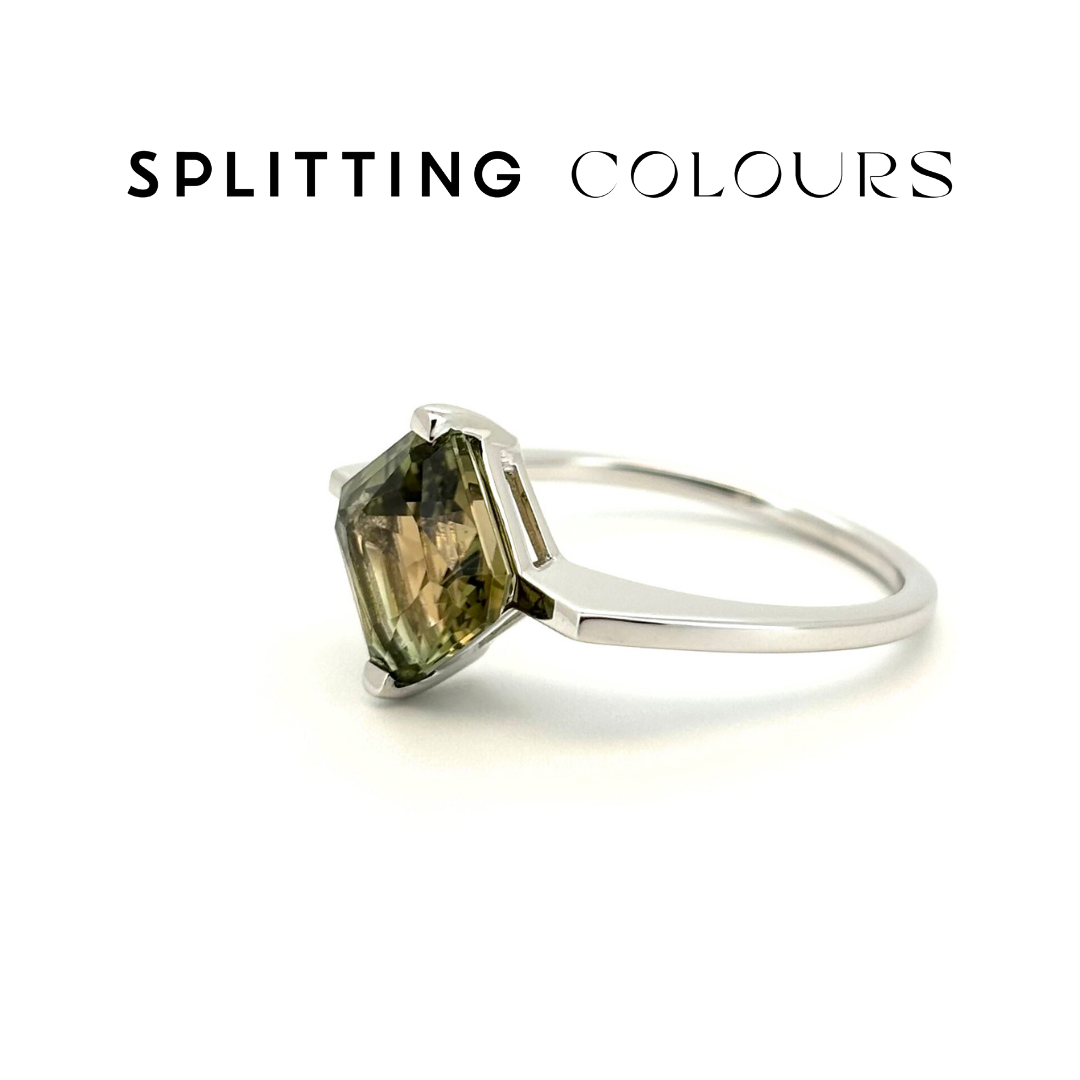 The Flat Corner Ring – 2.58ct Green & Brown Tourmaline