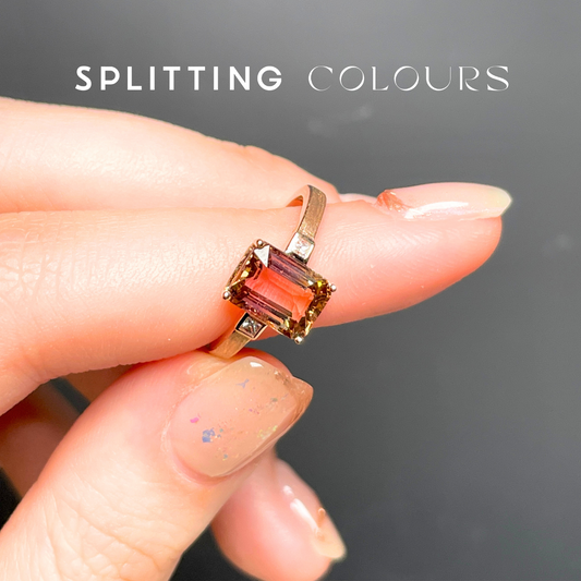 The Classic Ring - 2.15ct Warm Pink and Orange Tourmaline with Diamonds