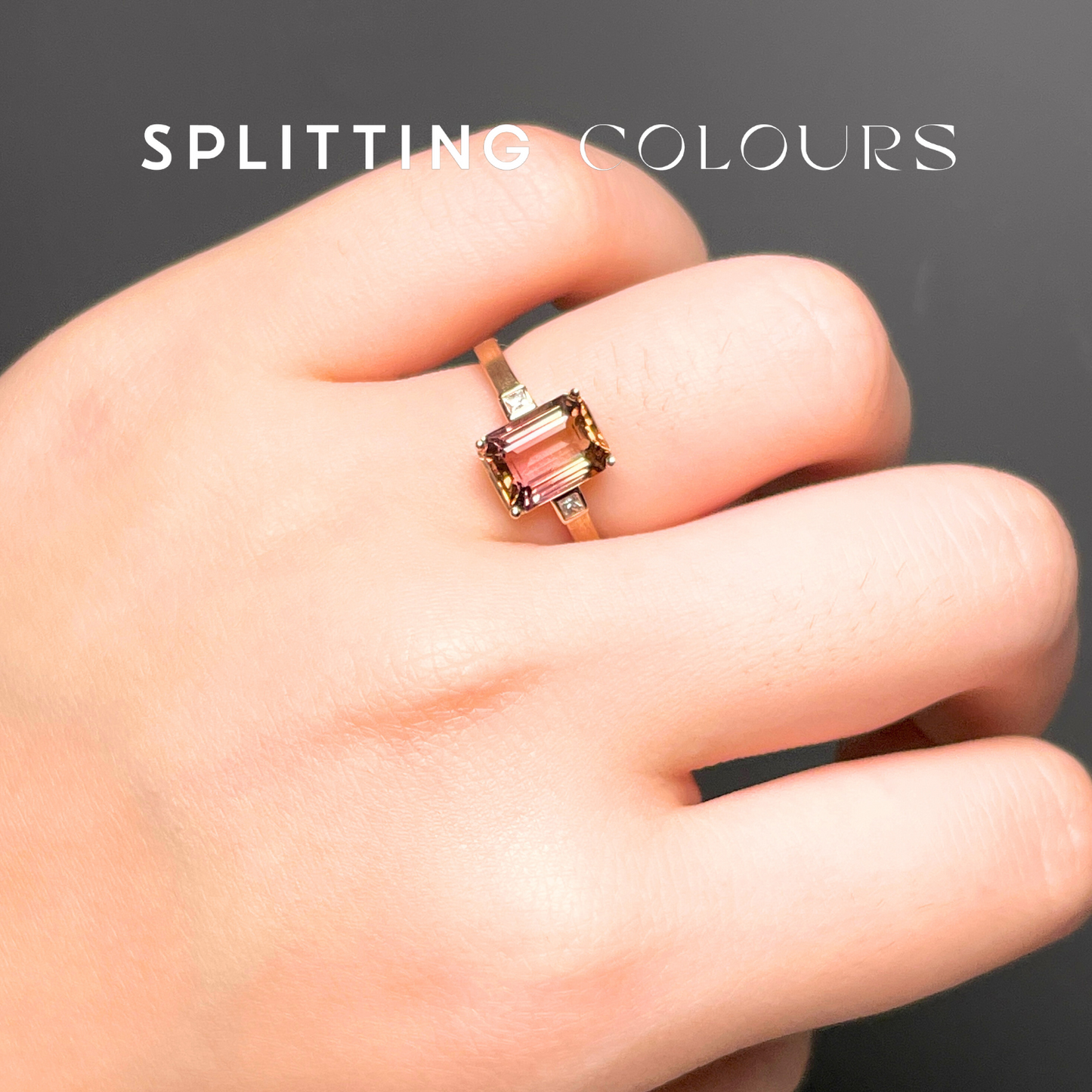 The Classic Ring - 2.15ct Warm Pink and Orange Tourmaline with Diamonds