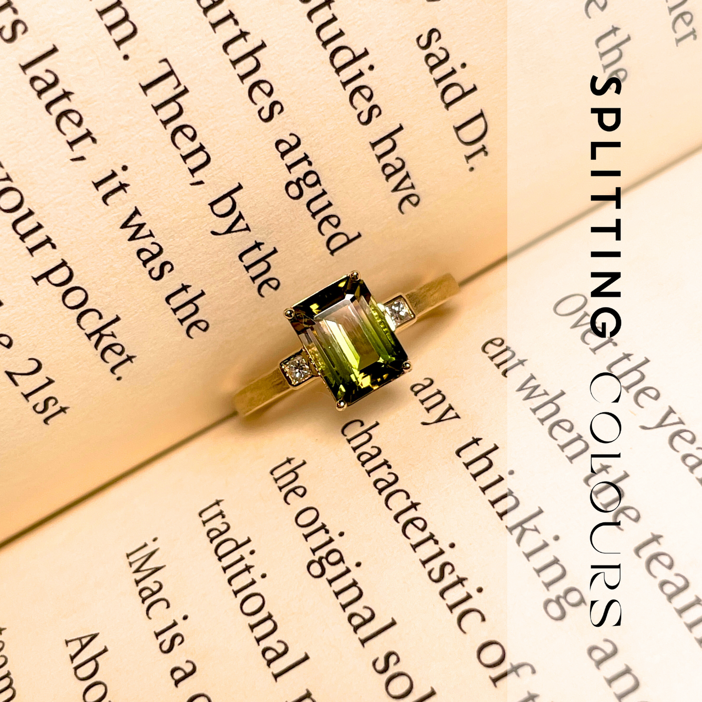 The Classic Ring - 1.71ct Grass Green Gradient Tourmaline with Diamonds