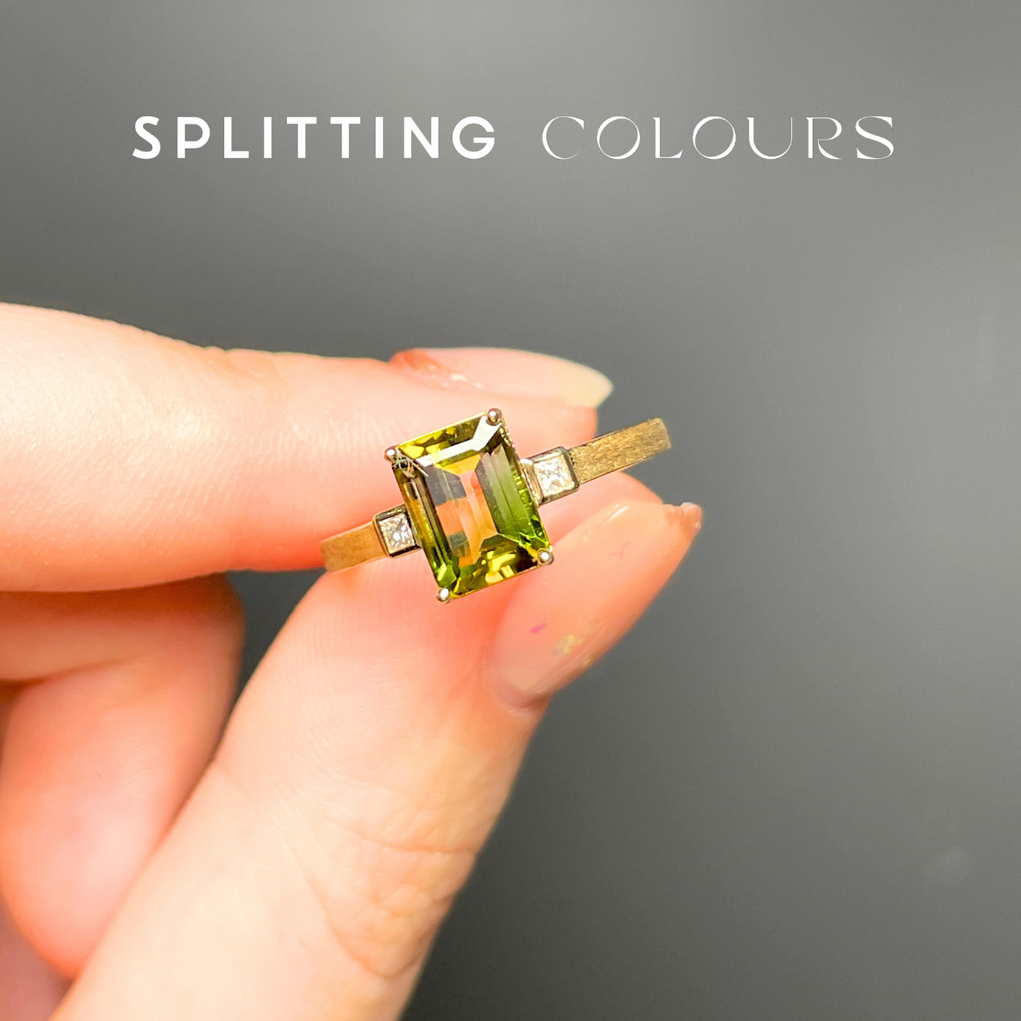 The Classic Ring - 1.71ct Grass Green Gradient Tourmaline with Diamonds