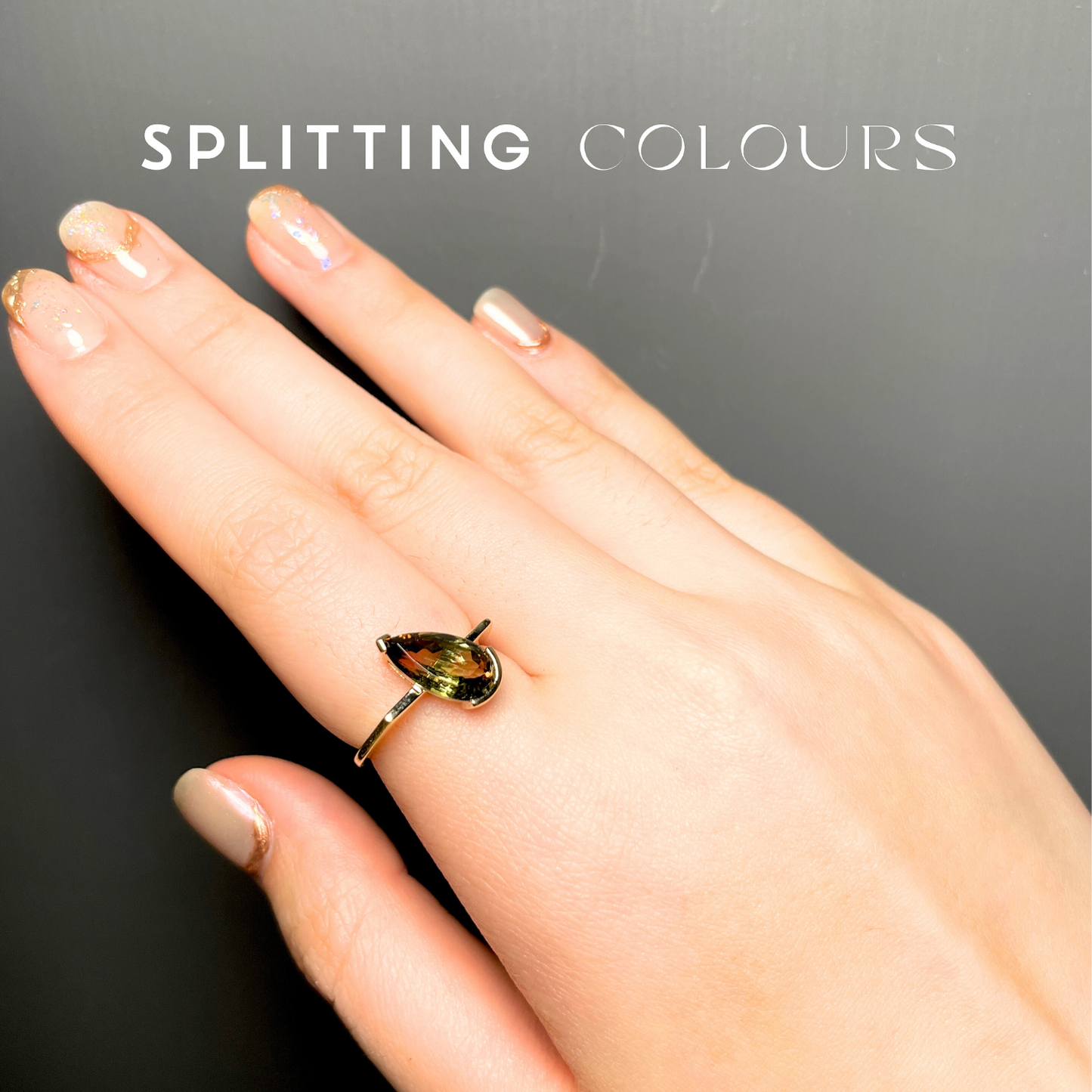 The Flat Corner Ring - 2.67ct Moss Green And Bronze Tourmaline