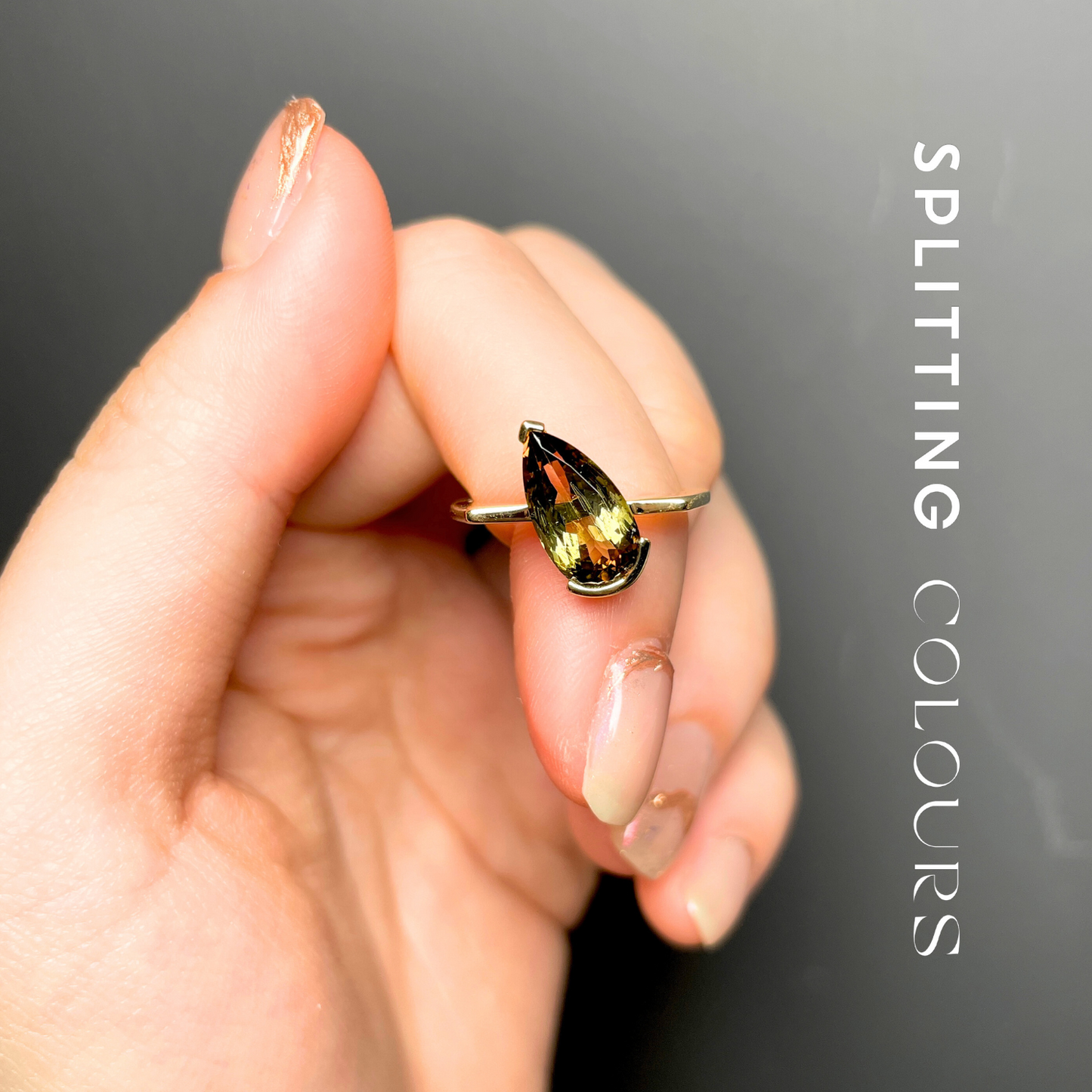 The Flat Corner Ring - 2.67ct Moss Green And Bronze Tourmaline