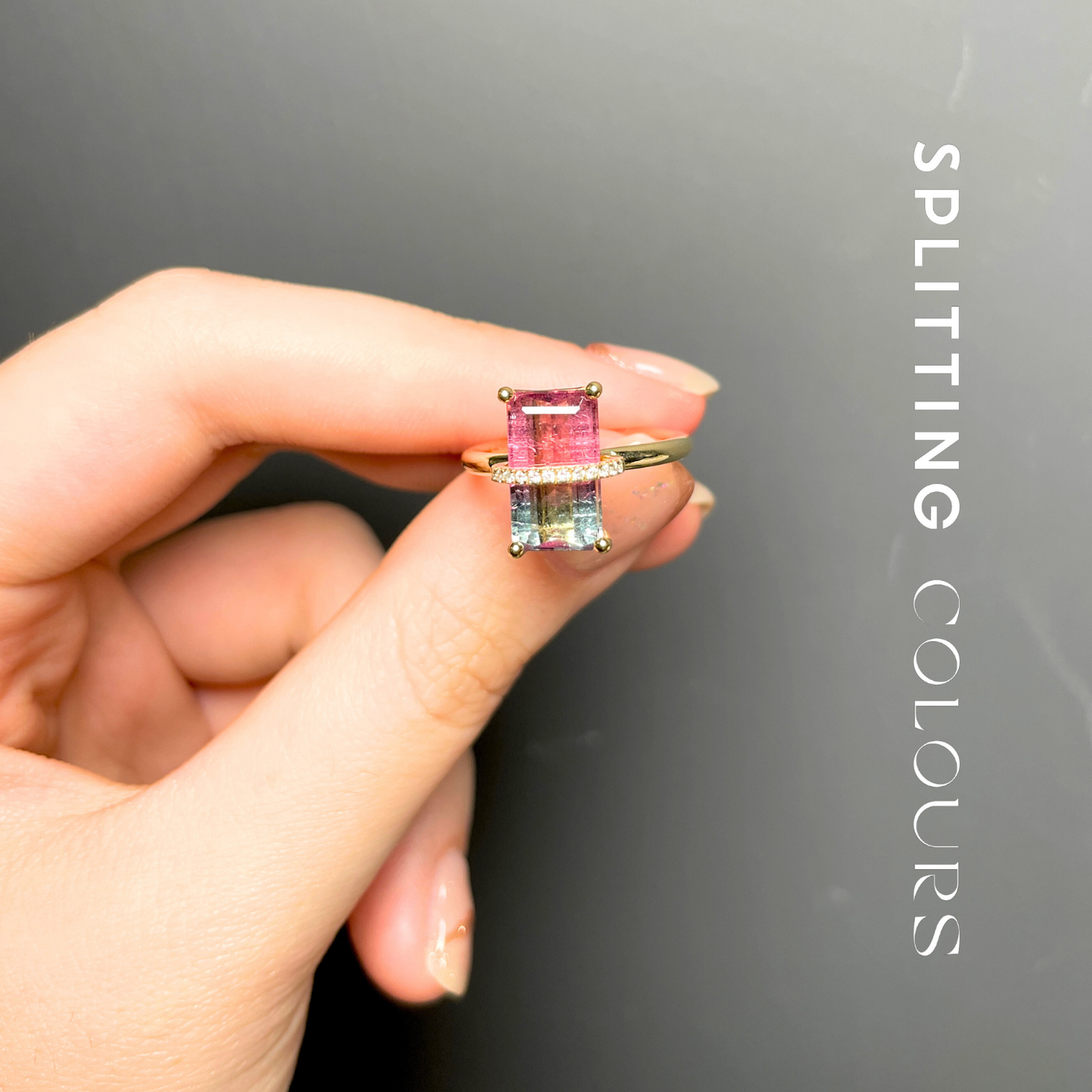 The Traverse Ring - 3.60ct Watermelon Tourmaline with Diamonds