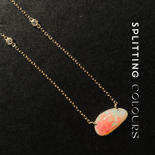 Beyond Tourmalines - 2.10ct Australian White Opal Necklace with Diamonds