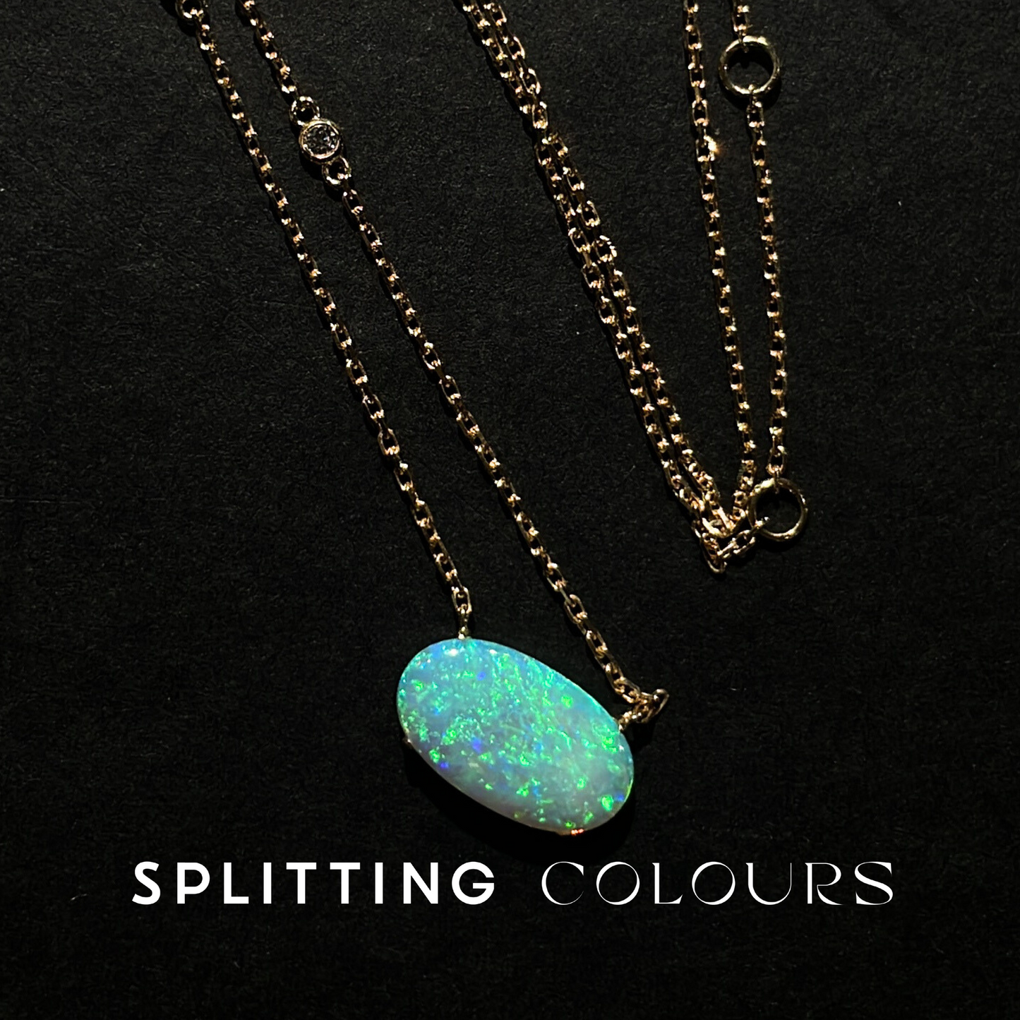Beyond Tourmalines - 2.10ct Australian Crystal Opal Necklace with Diamonds
