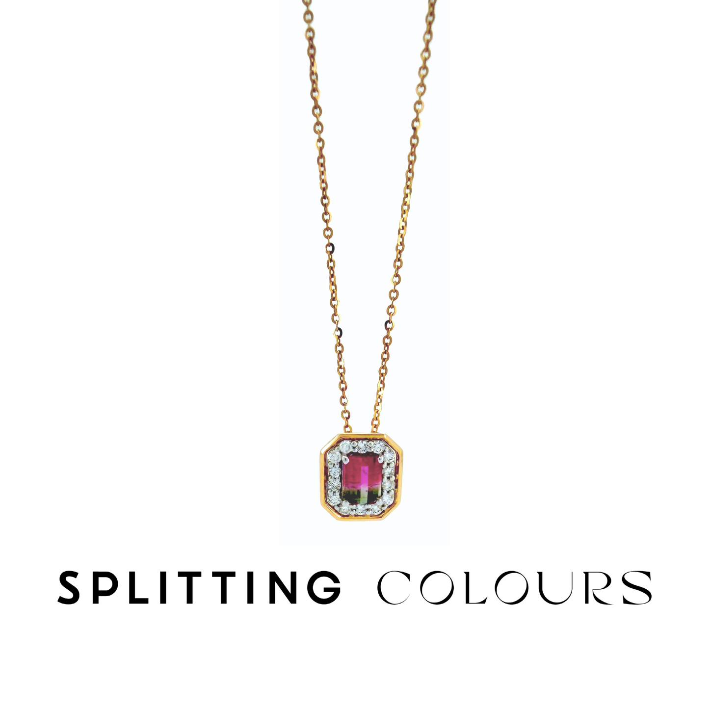 The Fusion Pendant - 0.59ct Watermelon Tourmaline with Diamonds