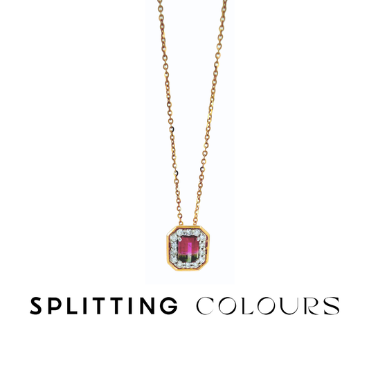 The Fusion Orbit Pendant - 0.59ct Watermelon Tourmaline with Diamonds