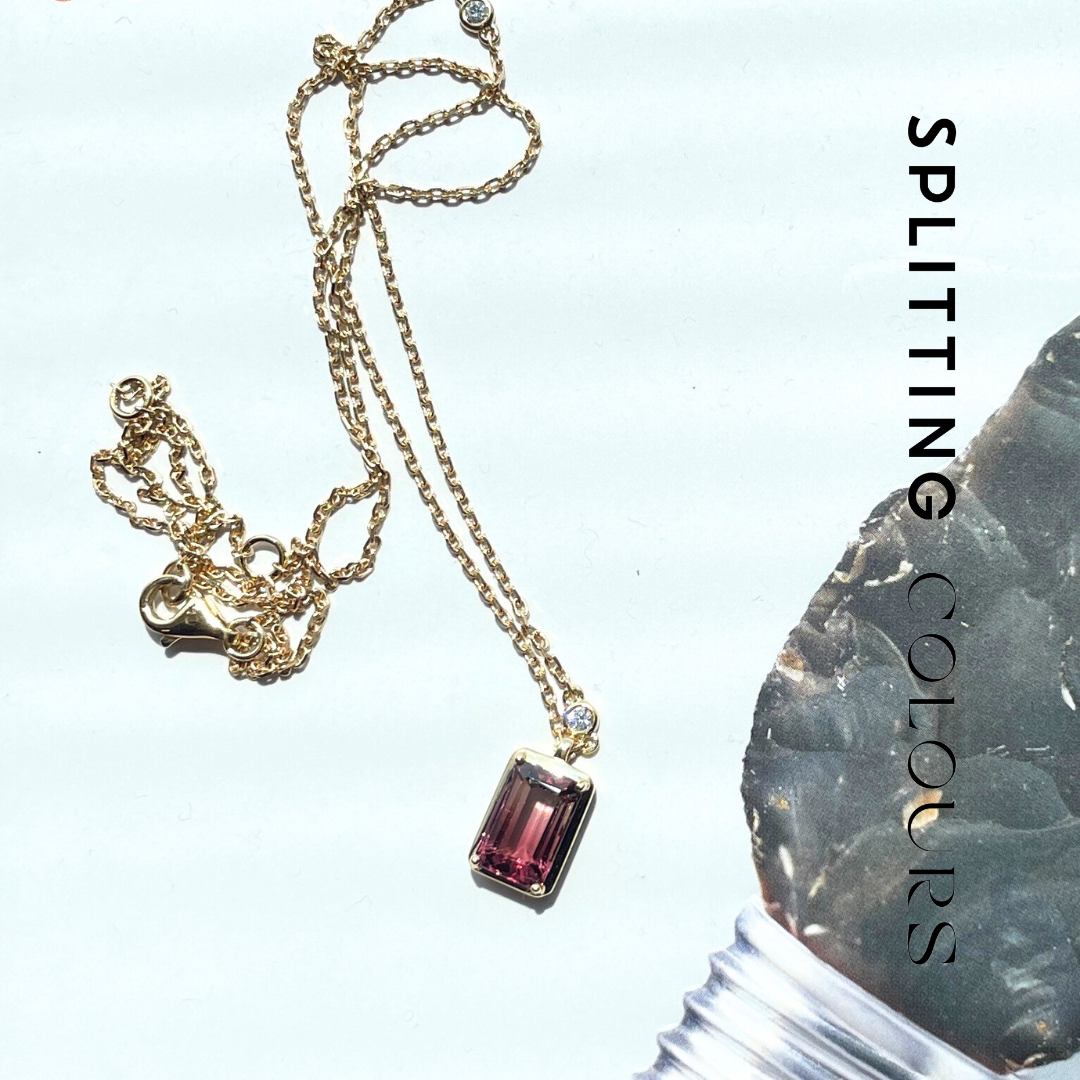 The Fusion Necklace - 1.57ct Rose Vale Gradient Tourmaline with Diamonds