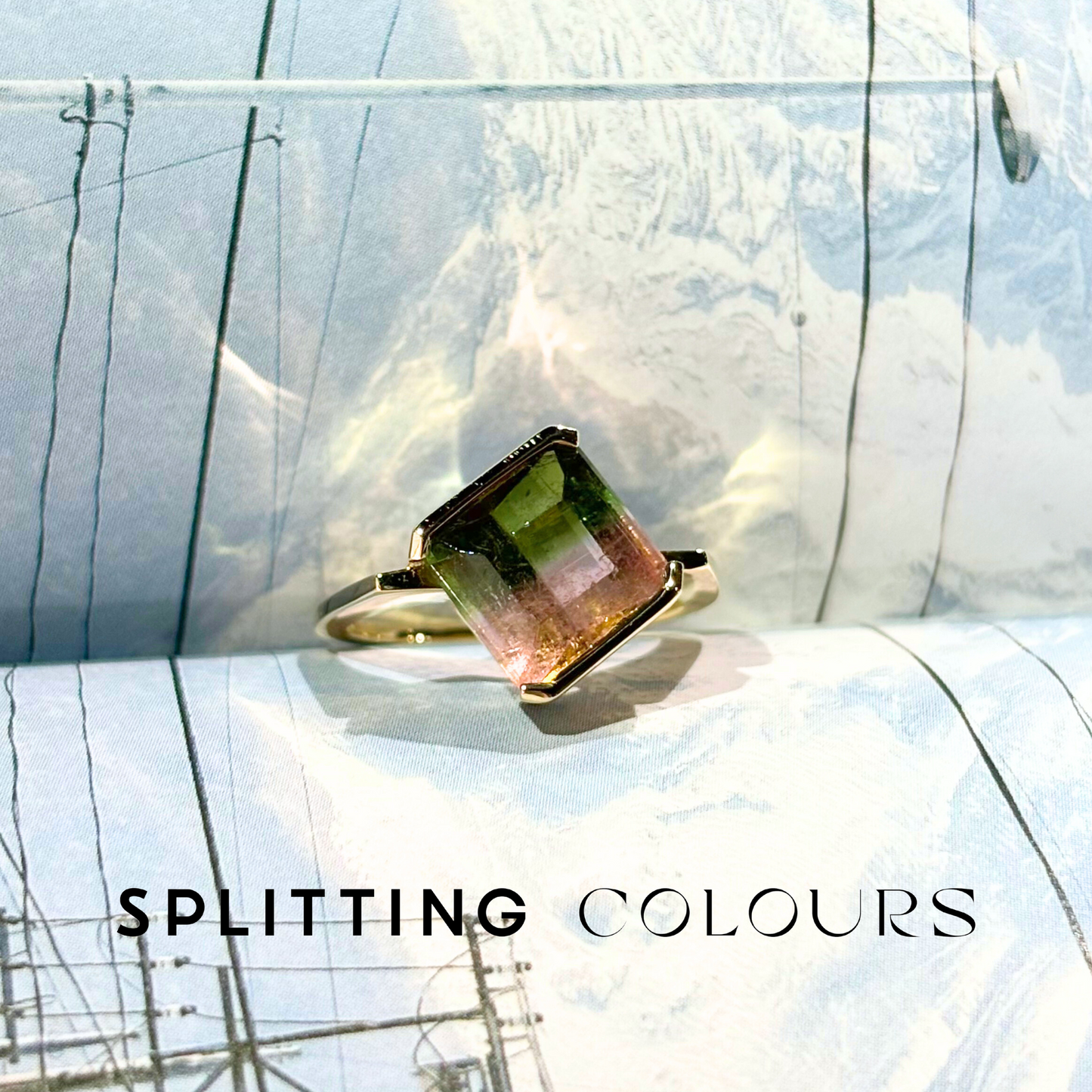The Flat Corner Ring - 4.28ct Watermelon Tourmaline