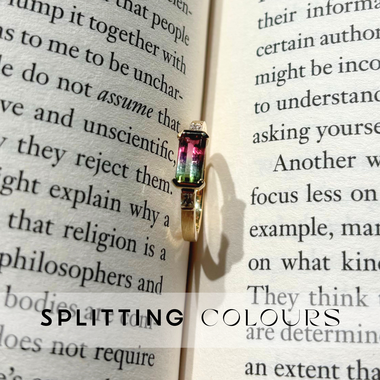 The Classic Ring - 0.99ct Cherry Pink/Greyish Blue/Green Tourmaline With Diamonds