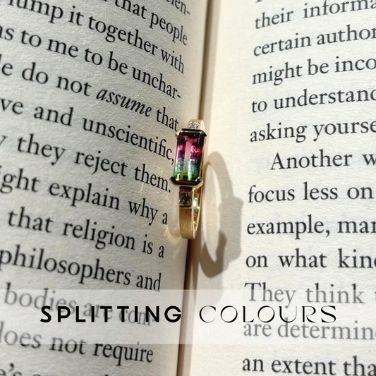 The Classic Ring - 0.99ct Cherry Pink/Greyish Blue/Green Tourmaline With Diamonds