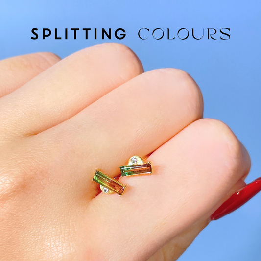 The Fusion Earrings - 0.67ct Watermelon Tourmaline With Diamonds
