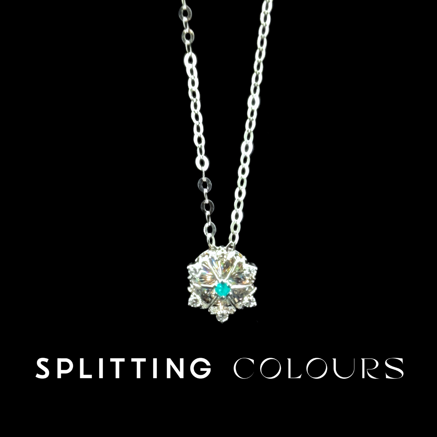 Golden Prism - Brazilian Paraiba/ Diamonds Snowflake Pendant