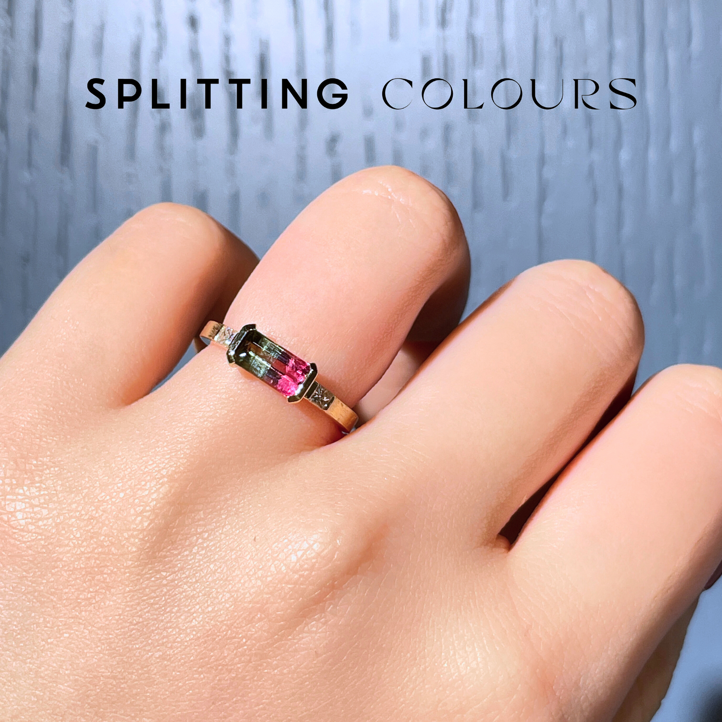 The Classic Ring - 0.99ct Cherry Pink/Greyish Blue/Green Tourmaline With Diamonds
